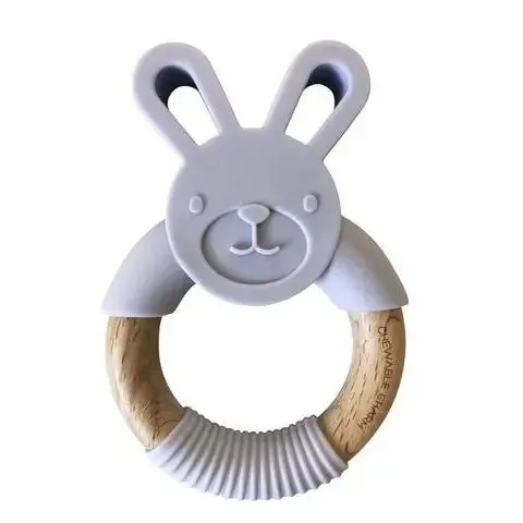 Chewable Charm - Bunny Silicone + Wood Teether - Lavender