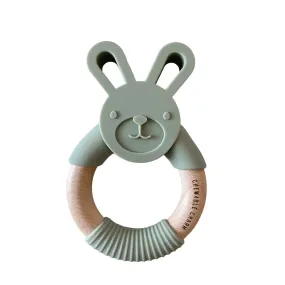 Chewable Charm - Bunny Silicone + Wood Teether - Sage