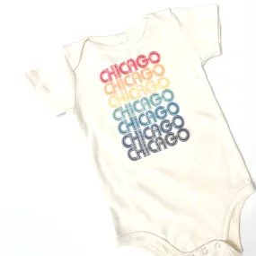 Chicago Rainbow Retro Repeat Onesie: 6 Months