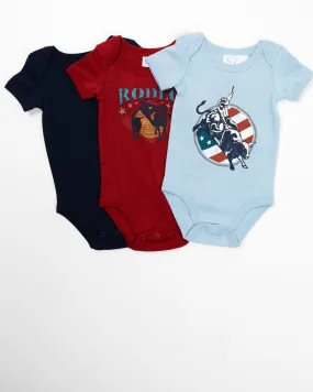 Cody James Infant Boys' Americana Rodeo Horse Onesie Set - 3-Piece