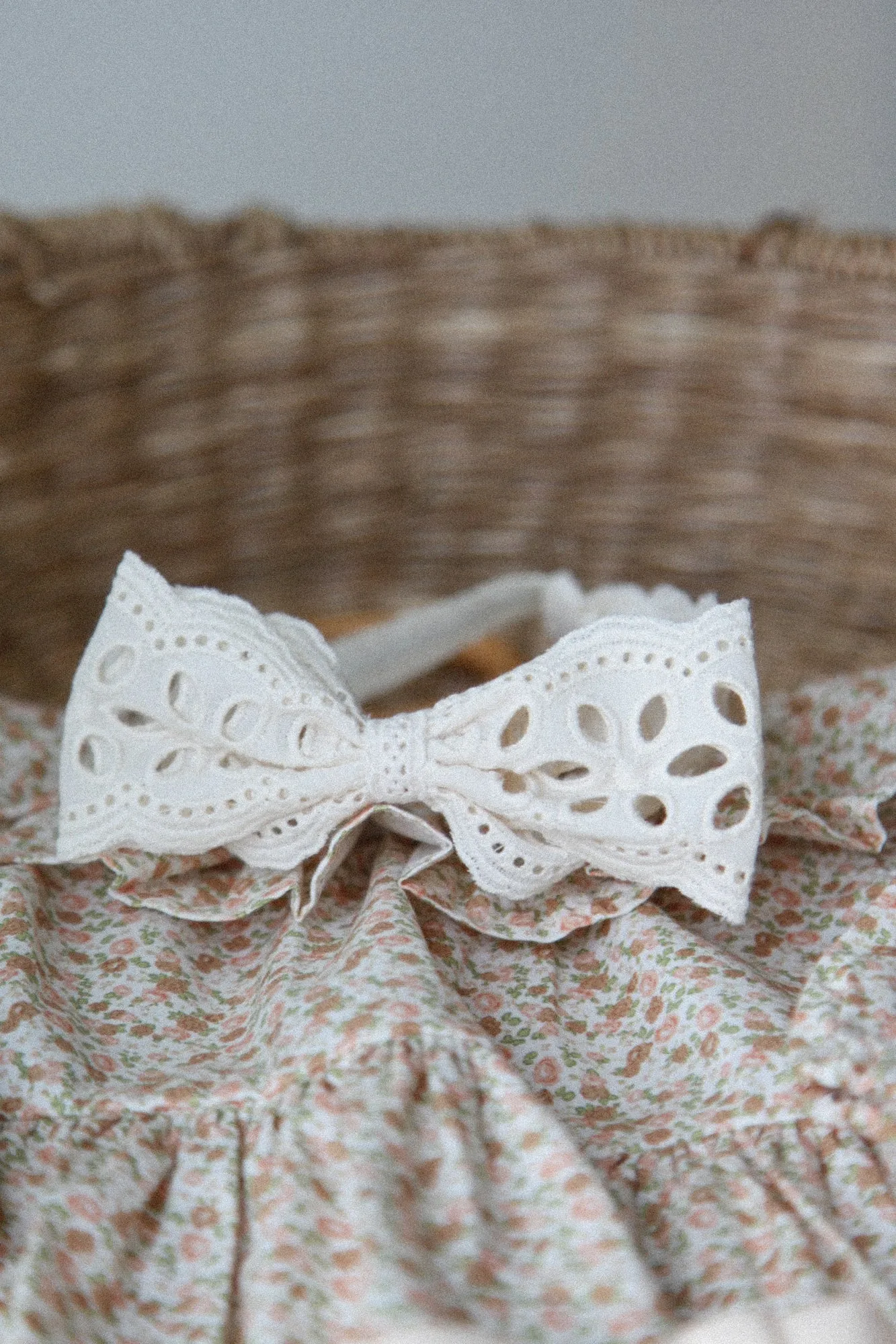 Cream Broderie Anglaise Bow Headband