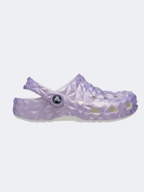 Crocs Classic Iridescent Geometric Kids Unisex Lifestyle Slippers White/Purple