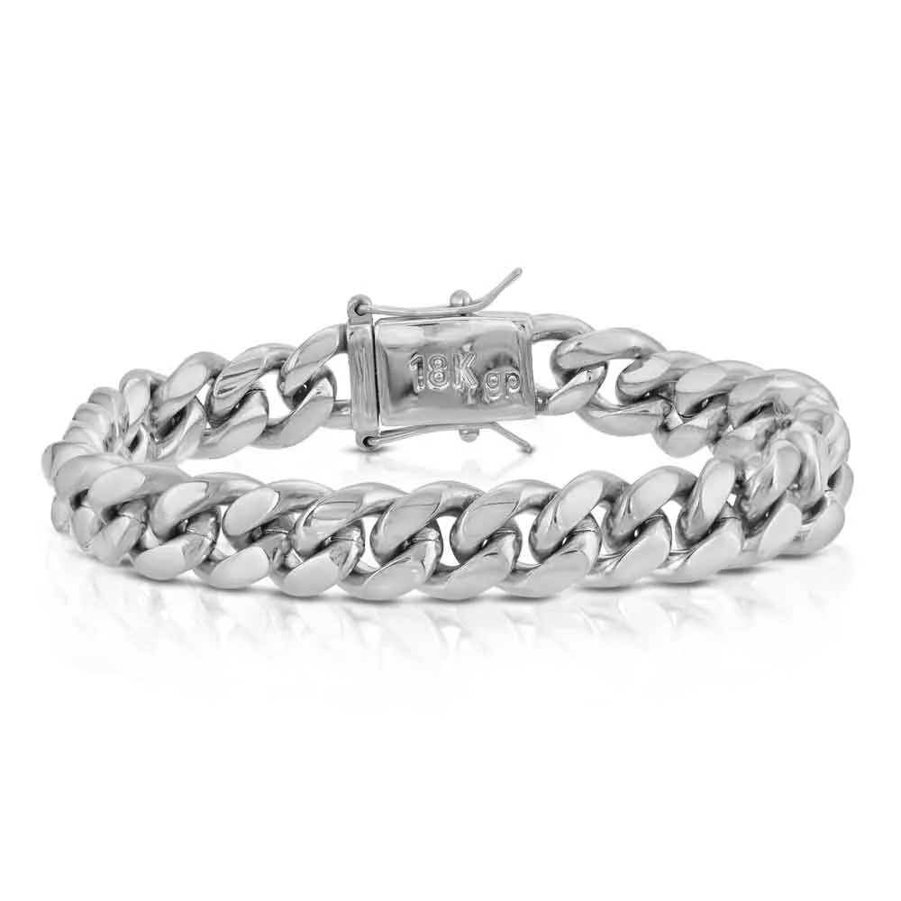 Cuban Link Bracelet White Gold 10mm