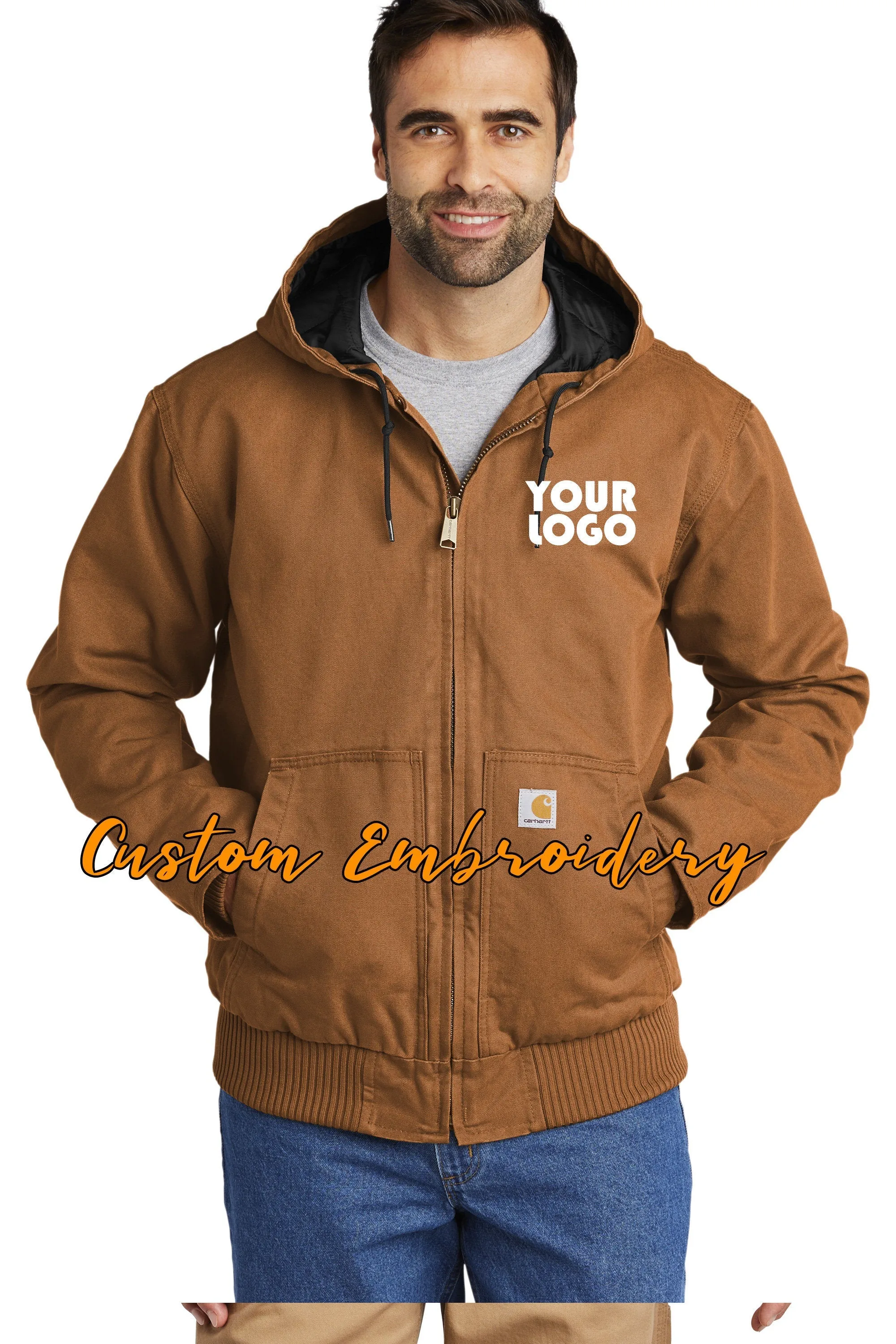 Custom Embroidered Carhartt Washed Duck Active Jacket - Includes 4in x 4in Embroidery - No Setup - Personalize your Carhartt Jac