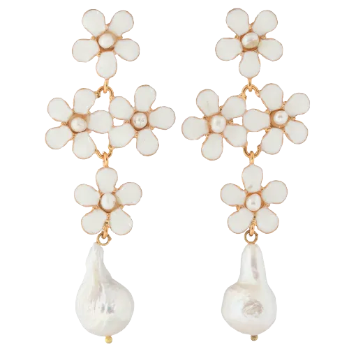 Elodie Earrings White