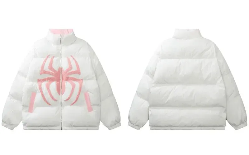 Embroidered Spider Puffer Jacket