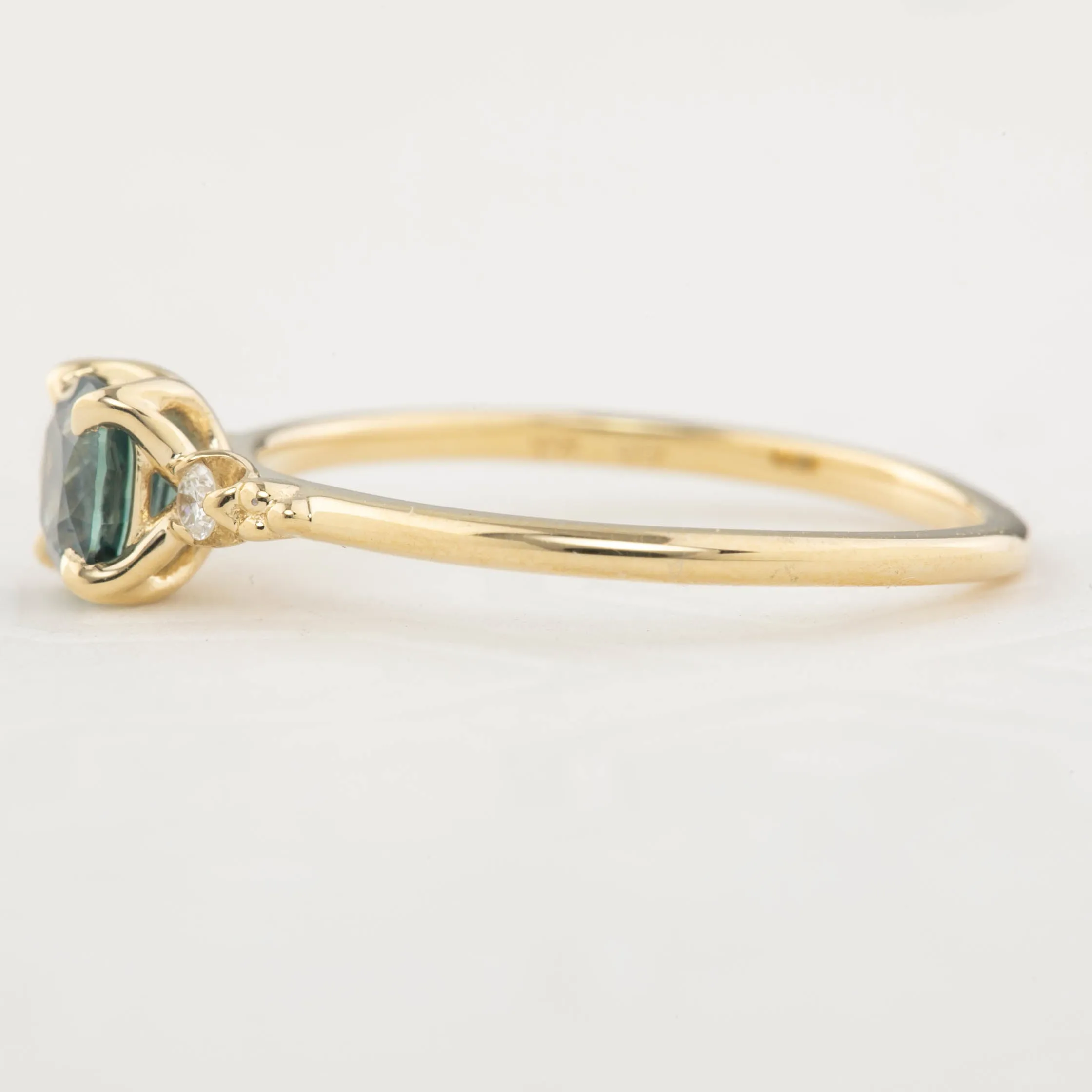 Estel Ring 0.75ct Cushion Cut Blue Green Montana Sapphire (One of a kind)