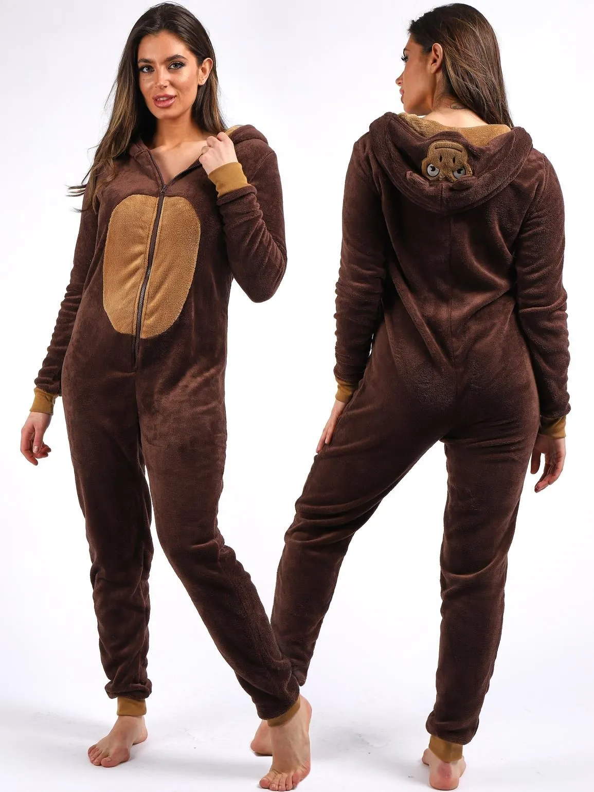 Fleece All in One Monkey Onesie, UK Sizes 8 to 18