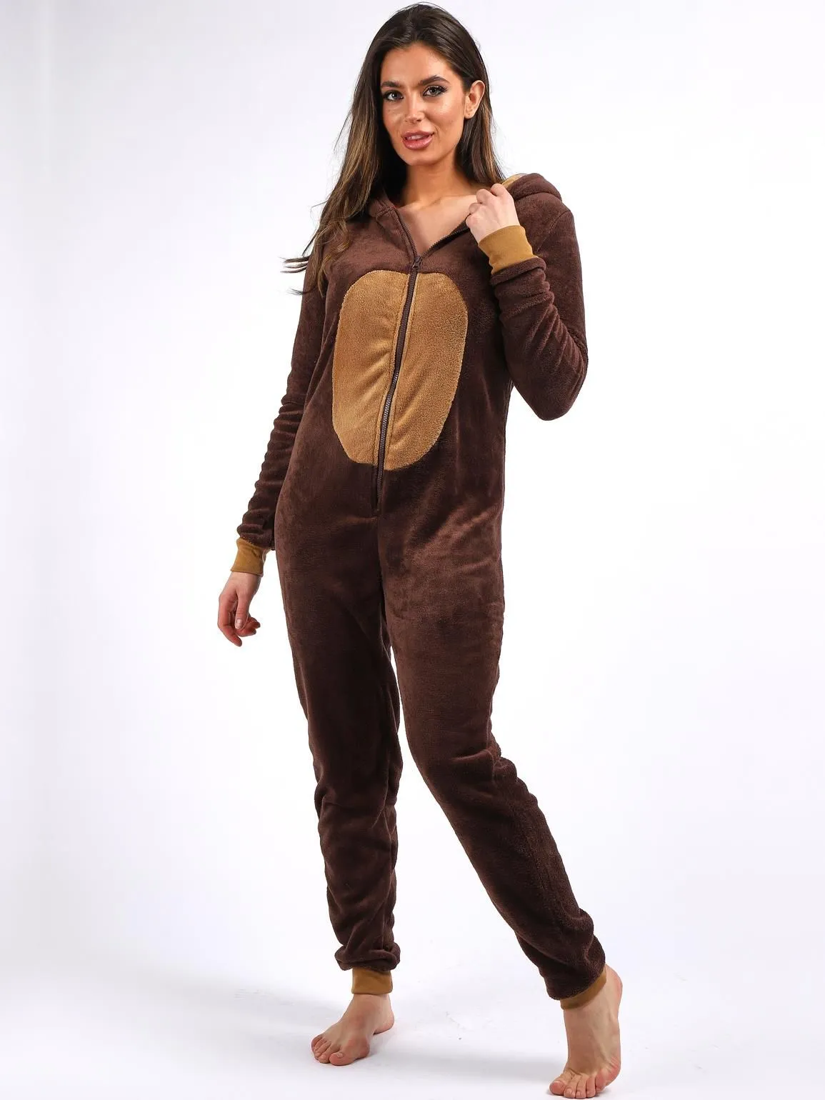 Fleece All in One Monkey Onesie, UK Sizes 8 to 18