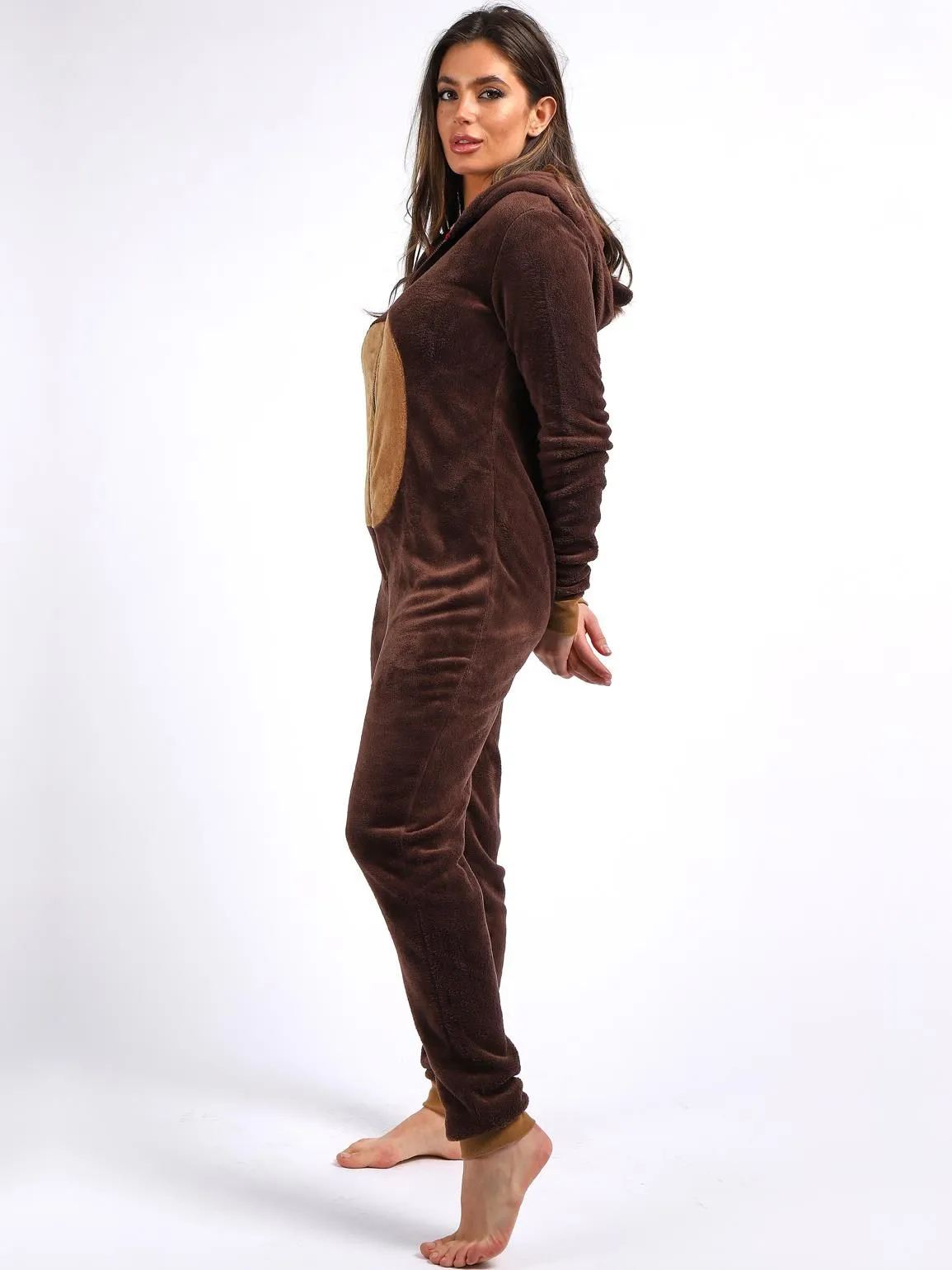 Fleece All in One Monkey Onesie, UK Sizes 8 to 18