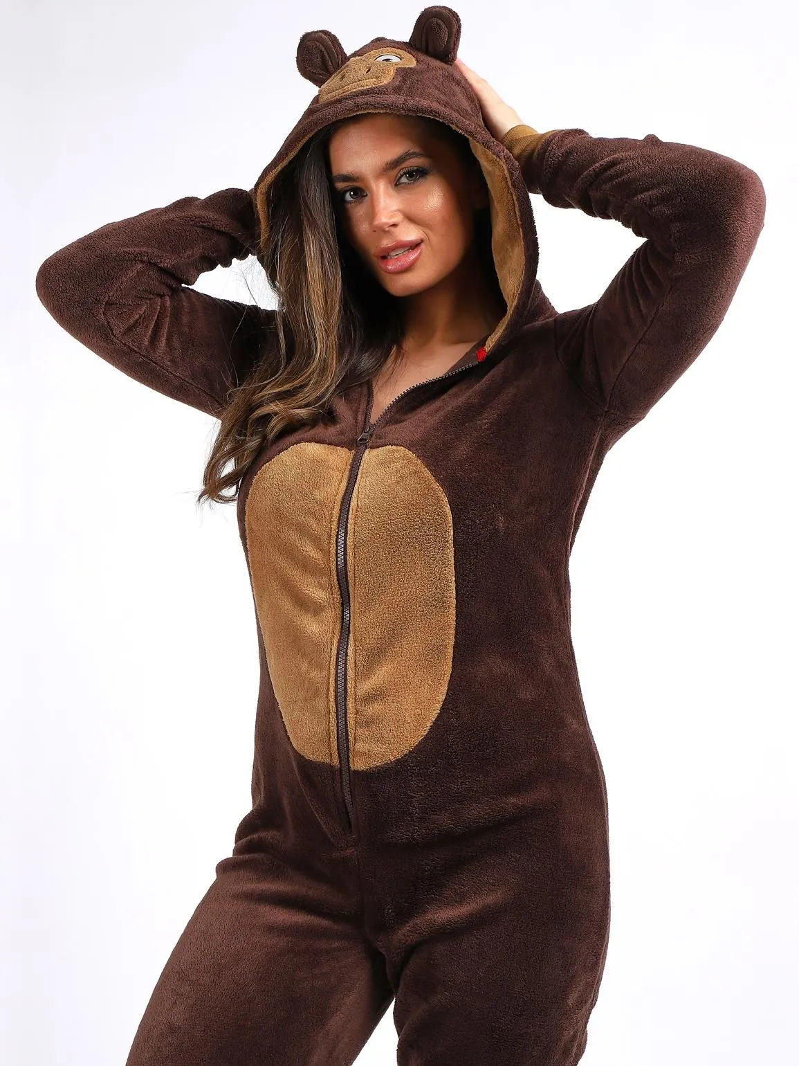 Fleece All in One Monkey Onesie, UK Sizes 8 to 18