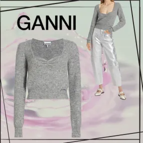 Ganni  |Casual Style Wool Long Sleeves Plain Party Style