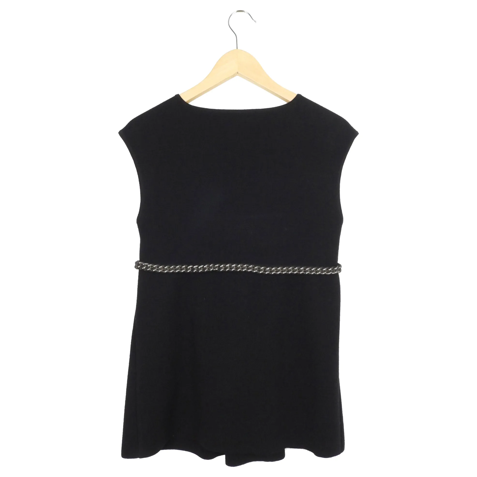 Giambattista Valli Black Knit Wool Chain Belt Peplum Tank Top - 44 / M