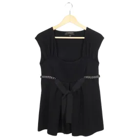 Giambattista Valli Black Knit Wool Chain Belt Peplum Tank Top - 44 / M