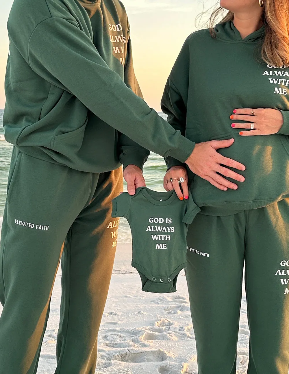 God Is Always With Me Green Onesie