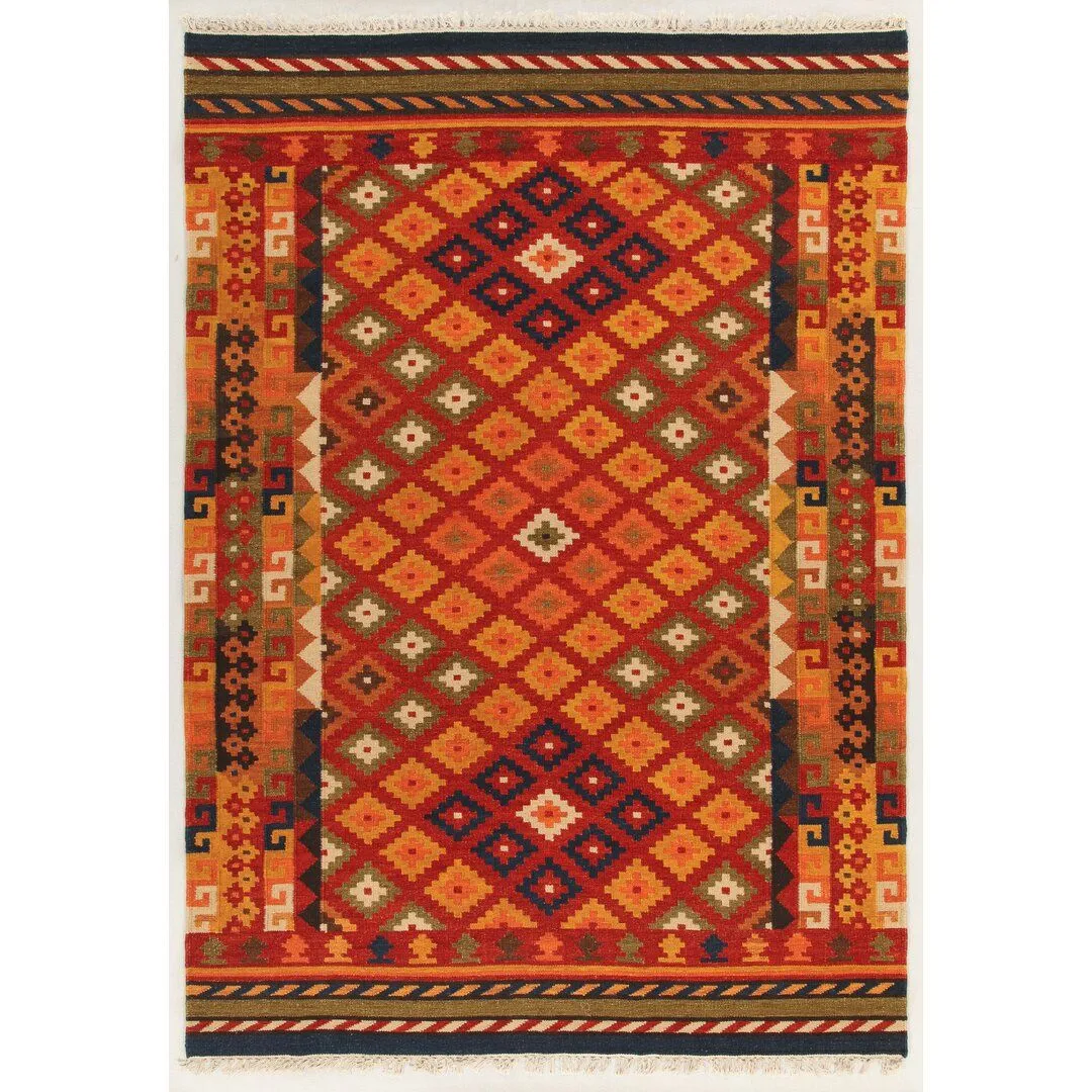 Handmade Kilim Wool/Cotton Red Rug