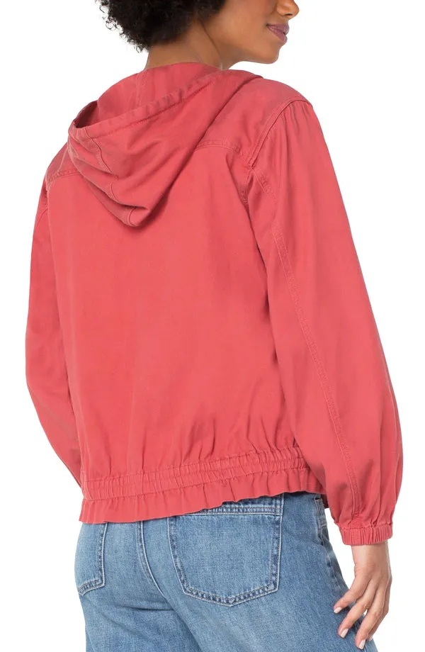 Hooded Zip-Up Jacket with Cinch Waist