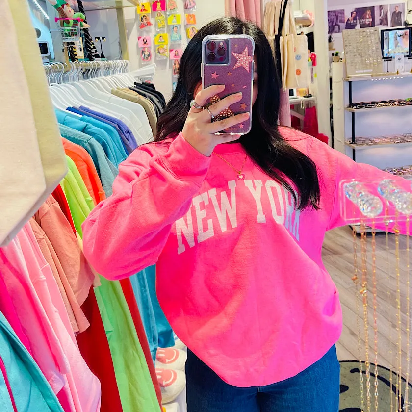 Hot Pink New York Crewneck Sweatshirt