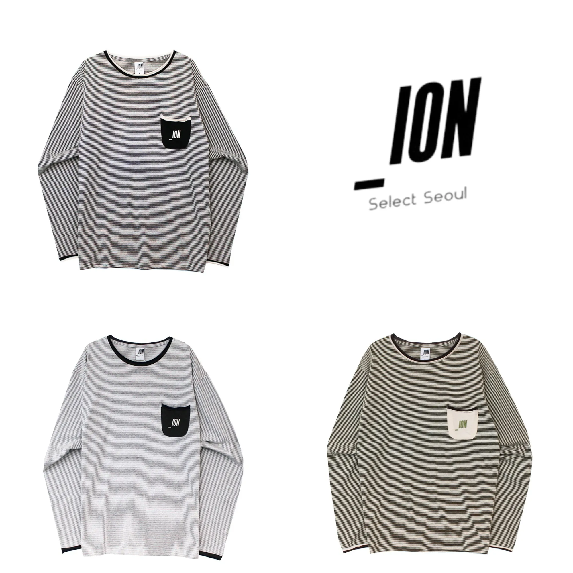 IONSEOUL  |Stripes Unisex Cotton Logo T-Shirts