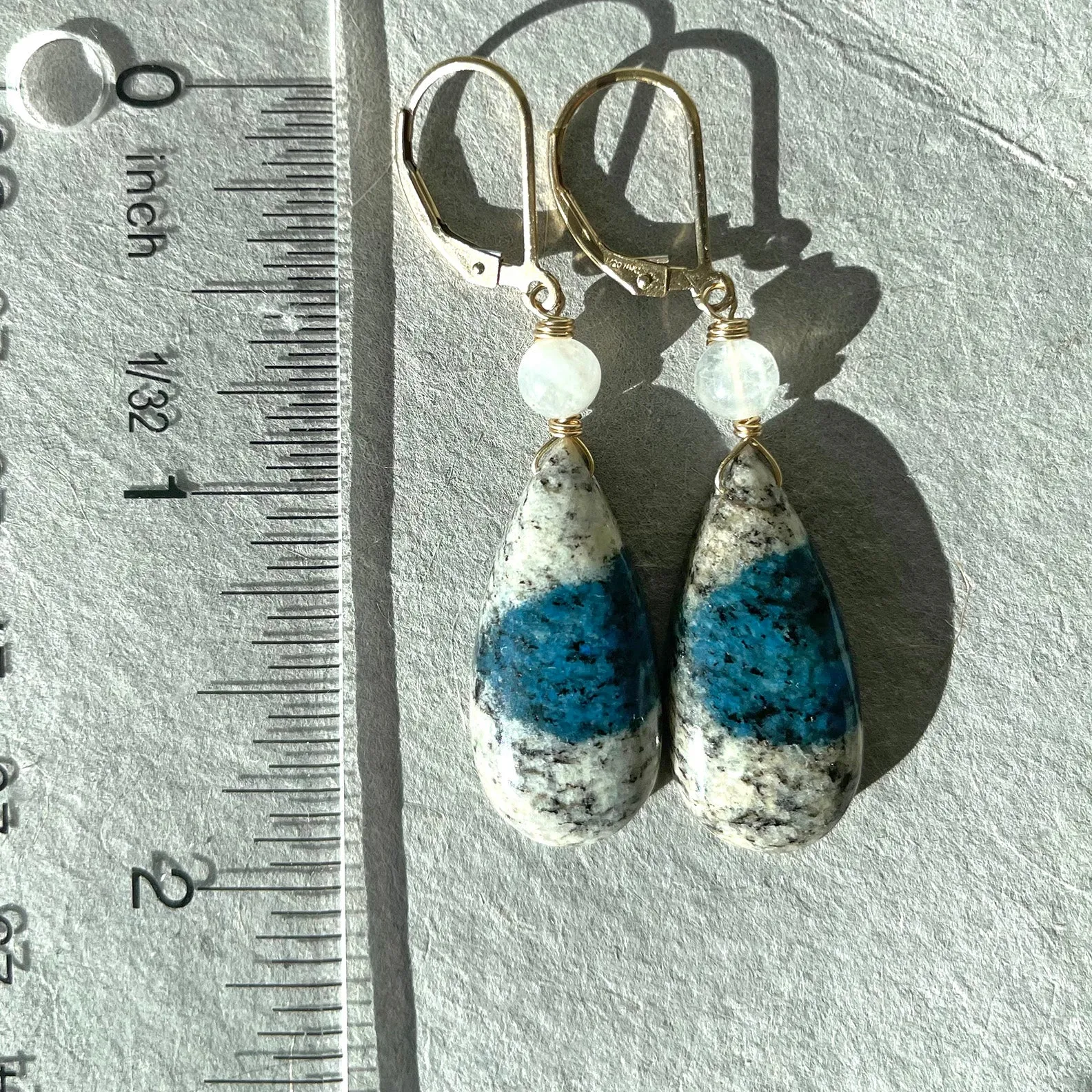 K2 Jasper and Moonstone Dangles, OOAK, Leverback