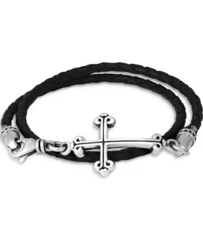 King Baby Studio Traditional Cross Braided Leather Double Wrap Bracelet