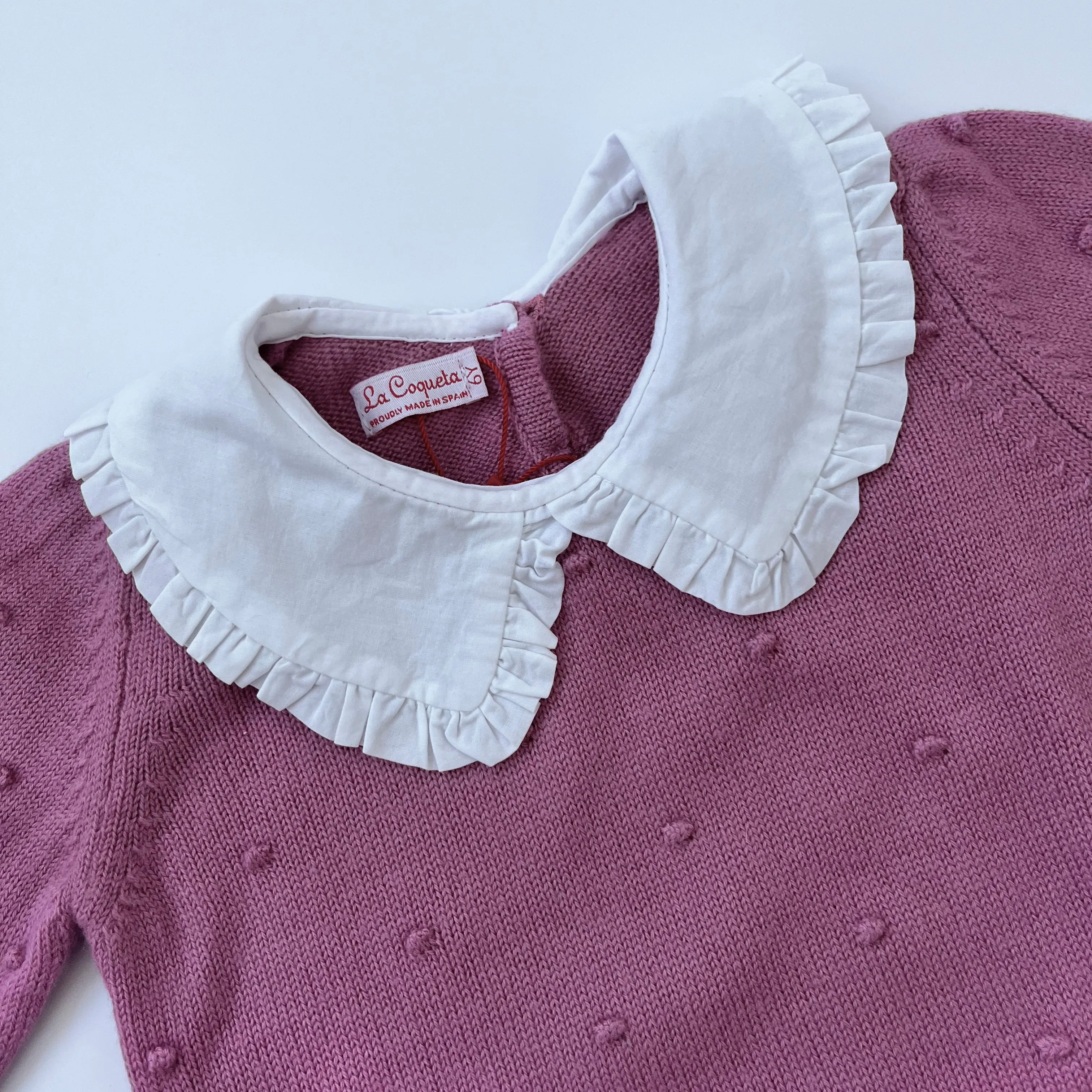 La Coqueta Pink Wool Bobble Jumper With Collar: 6 Years