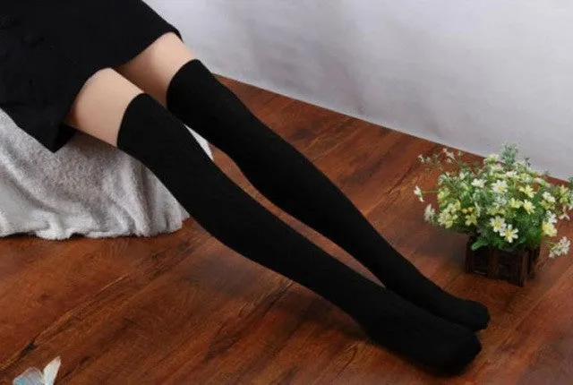 LandFox  Fashion Women Socks New Cotton Women Knit Over Knee Thigh Spiral Pattern High Boot Socks SM6