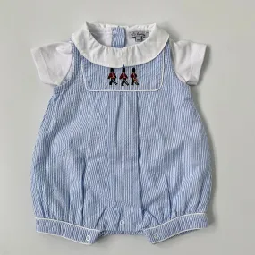 Lapinou Blue And White Stripe Romper: Newborn