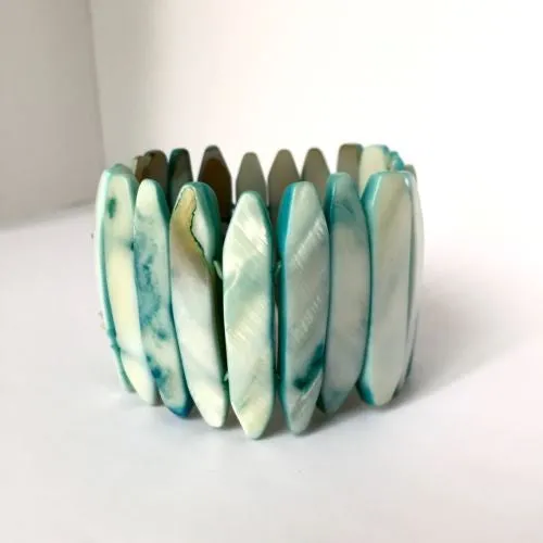 Light Blue Stretchy SHELL STONE BRACELETS 61g