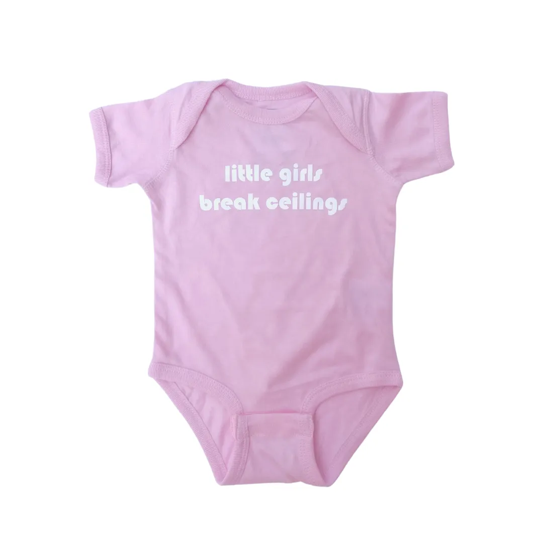 little imprint - little girls break ceilings onesie