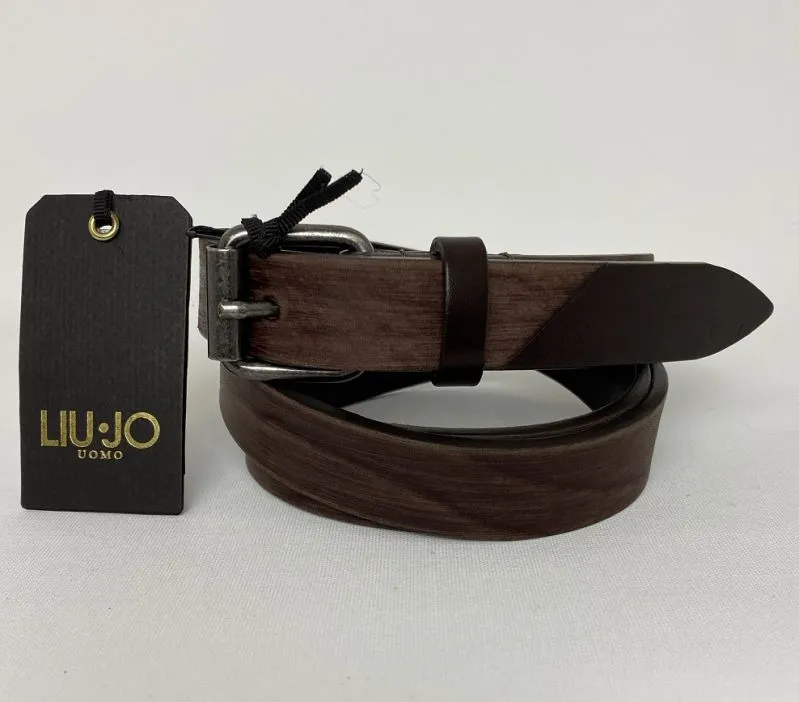 LIU JO CINTURA IN CUOIO MARTELLATO TESTA DI MORO UNISEX VERA PELLE MADE IN ITALY