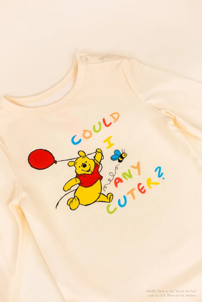 Long-Sleeve Onesie - Cream Busy Bee Pooh