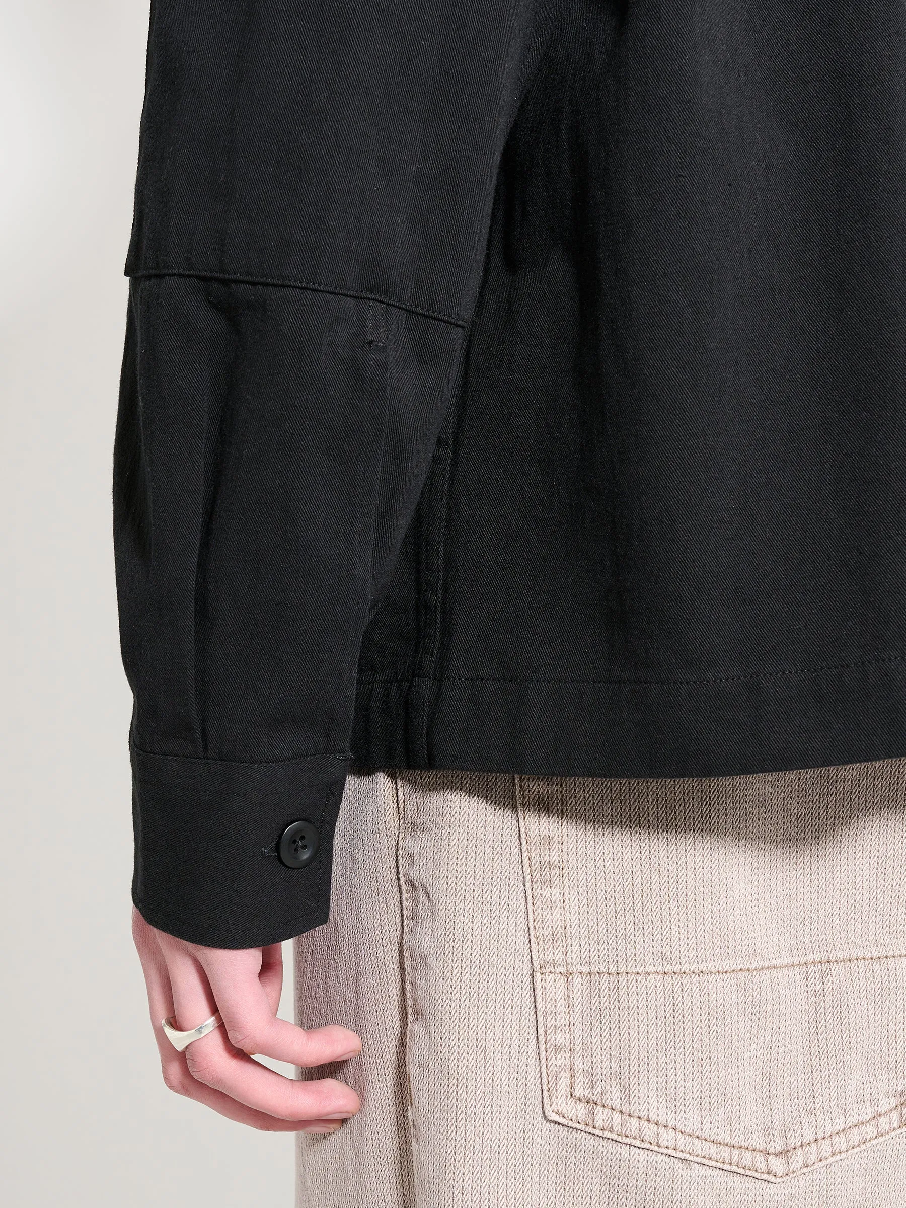 Margaret Howell MHL Drawcord Jacket Cotton Hemp Twill Black