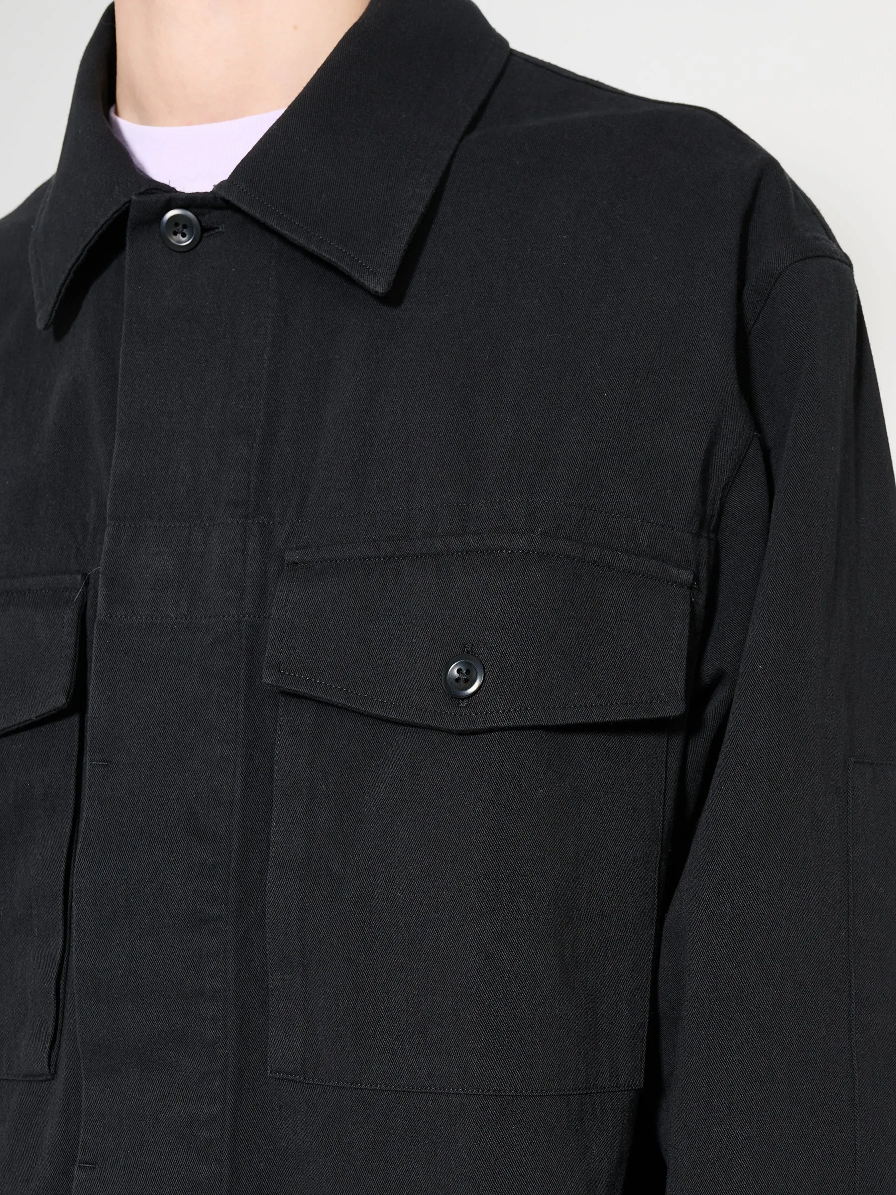 Margaret Howell MHL Drawcord Jacket Cotton Hemp Twill Black