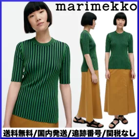 marimekko  |Stripes Casual Style Wool Rib Long Sleeves Plain