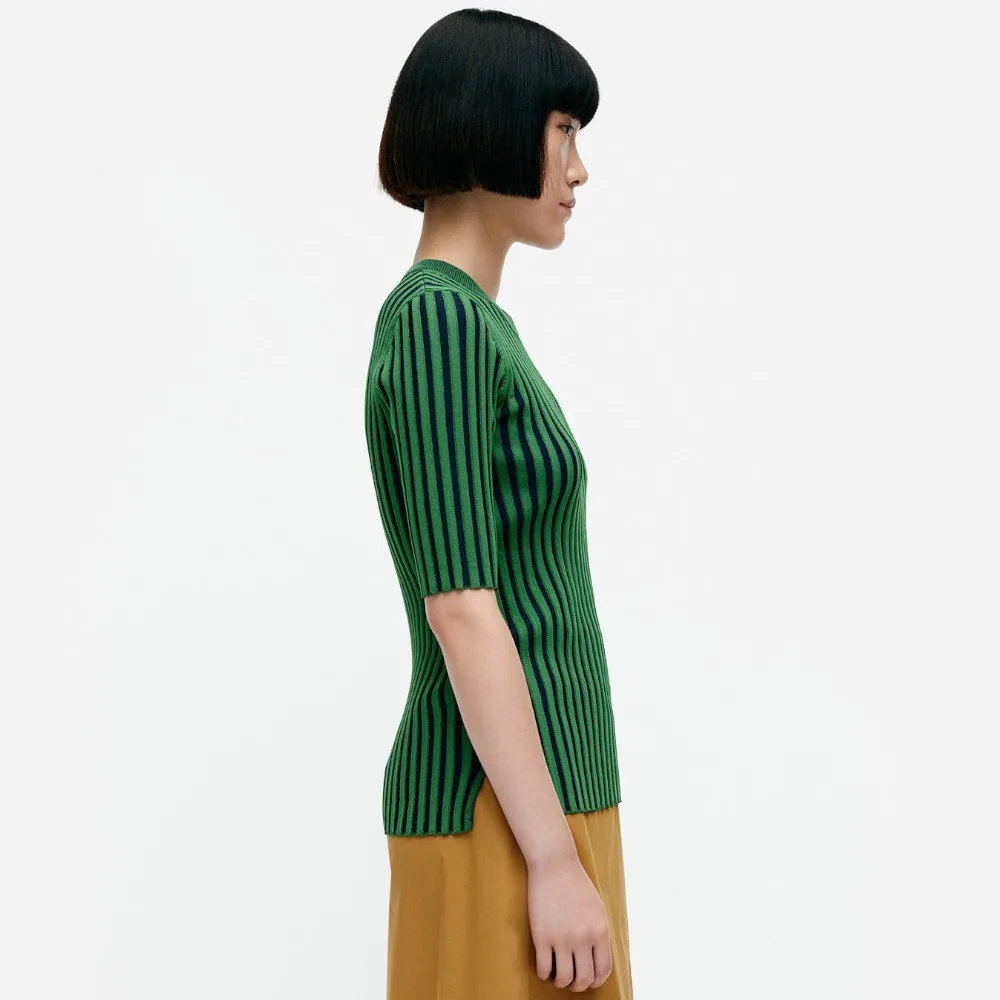 marimekko  |Stripes Casual Style Wool Rib Long Sleeves Plain