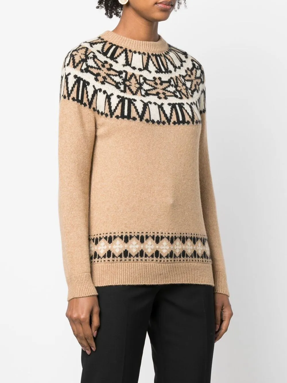 MaxMara  |Crew Neck Casual Style Wool Nylon Rib Street Style