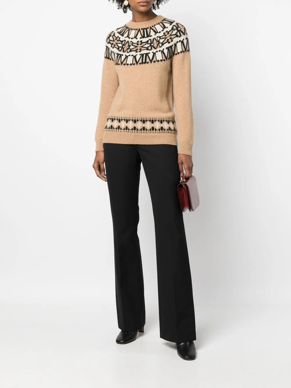 MaxMara  |Crew Neck Casual Style Wool Nylon Rib Street Style