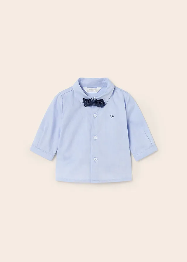 Mayoral L/s shirt and bowtie for newborn boy - Lightblue