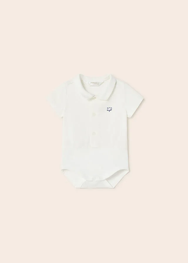 Mayoral S/s Shirt bodysuit for newborn boy - White