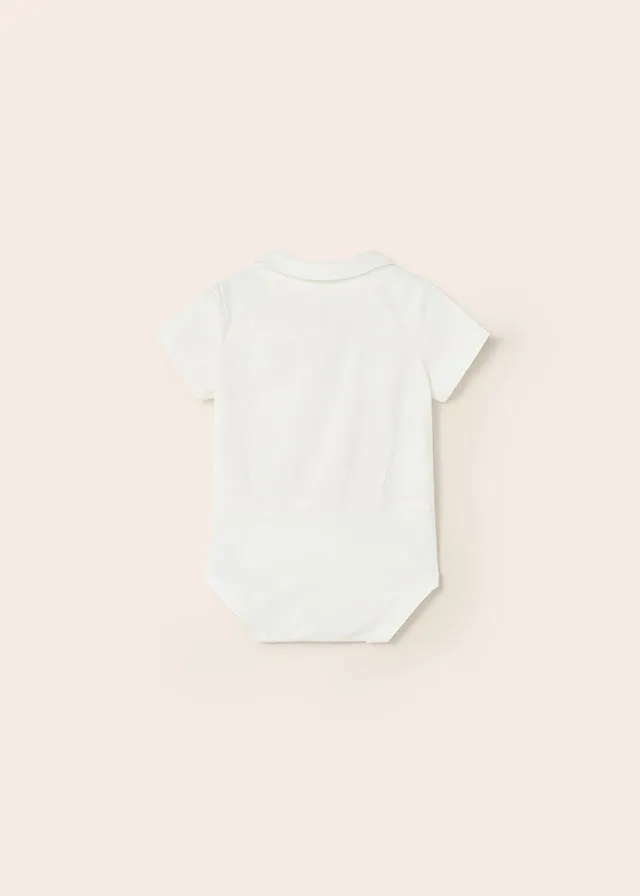 Mayoral S/s Shirt bodysuit for newborn boy - White