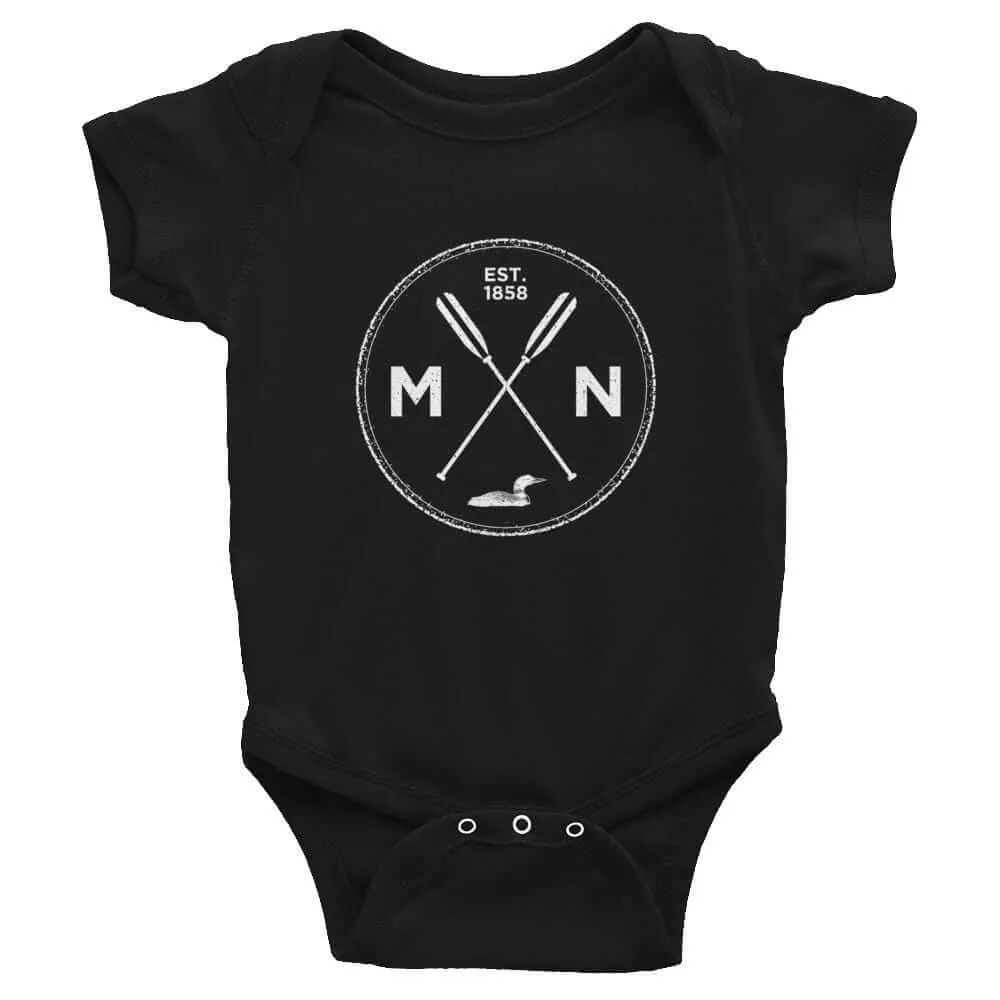 Minnesota Seal: 1858, Loon, Oars Baby Onesie