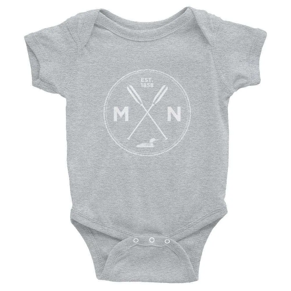 Minnesota Seal: 1858, Loon, Oars Baby Onesie