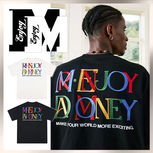 MR. ENJOY DA MONEY  |Crew Neck Unisex Blended Fabrics Street Style Plain Cotton