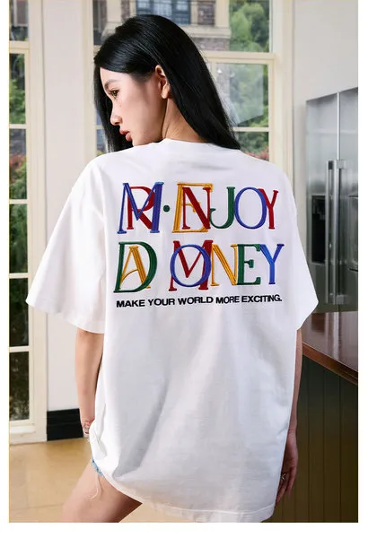 MR. ENJOY DA MONEY  |Crew Neck Unisex Blended Fabrics Street Style Plain Cotton