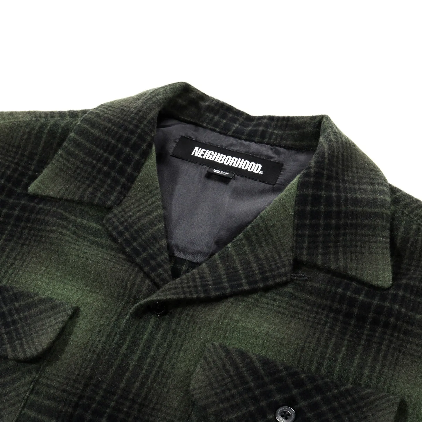 NEIGHBORHOOD WOOL OMBRE CHECK SHIRT GREEN