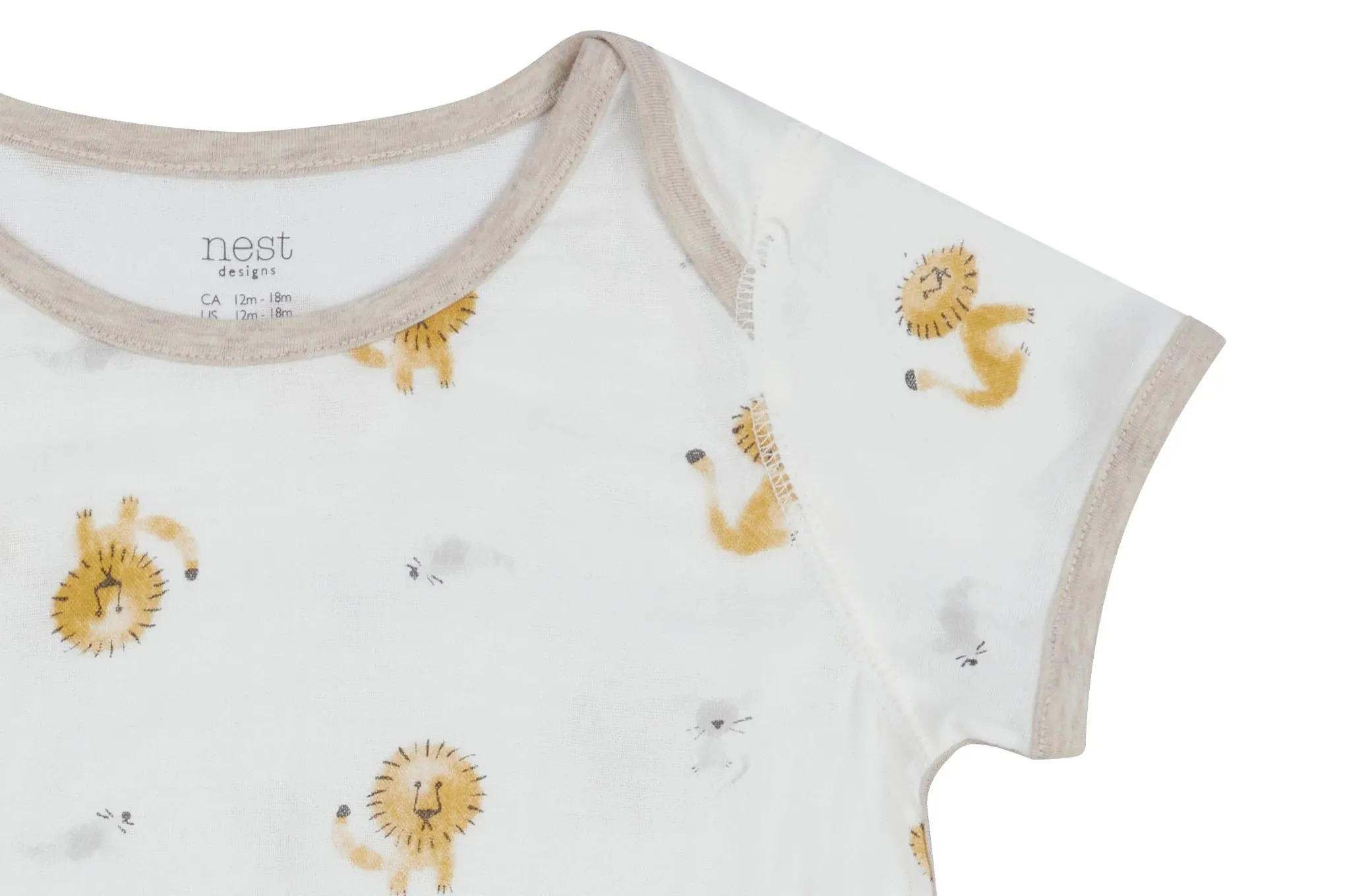 Nest Designs Baby Bamboo Pima Short Sleeve Onesie - The Lion and The Mouse