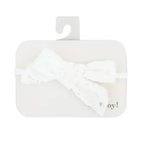 oh baby! Eyelet Bow Nylon Headband - Cream