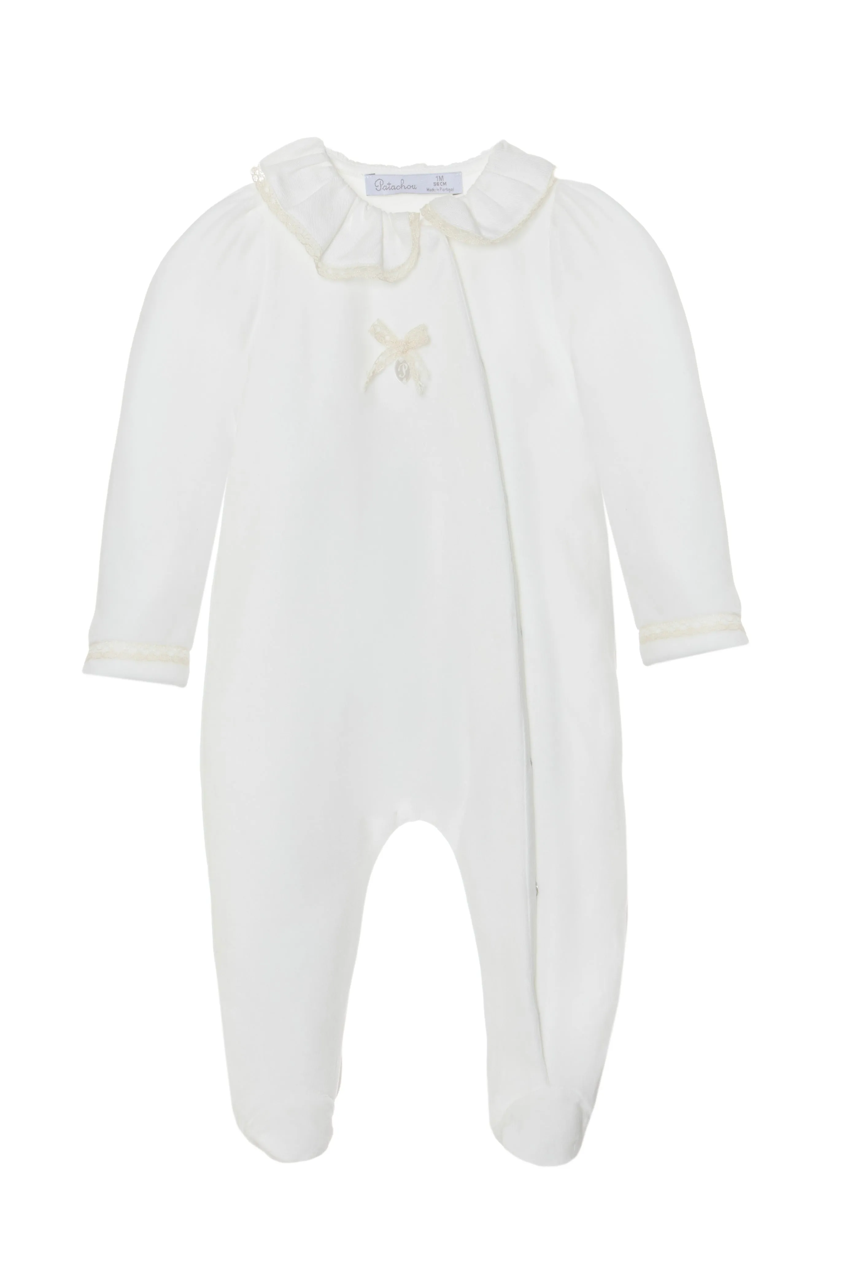 Patachou LS Lace Trim Velour Onesie