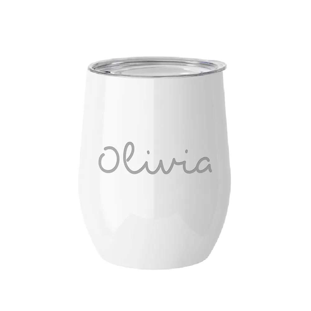 Personalised Summer Style Gloss Wine Tumbler - White